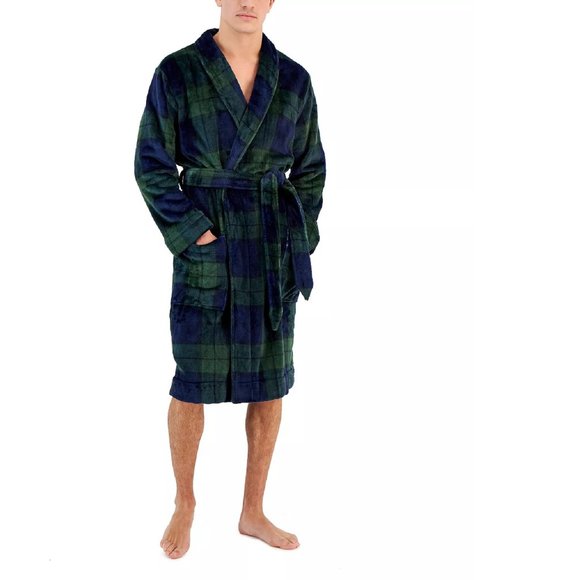 Club Room Other - new Sz L/XL Club Room Men's Super-Soft Pajama Robe in EMERALD GREEN BLUE TARTAN